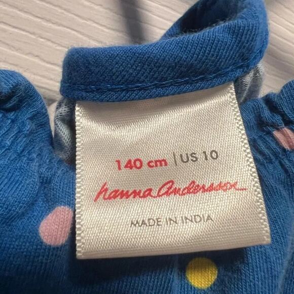 Hanna Andersson Knit Dress Size 10 Blue Polka Dots - Picture 8 of 8